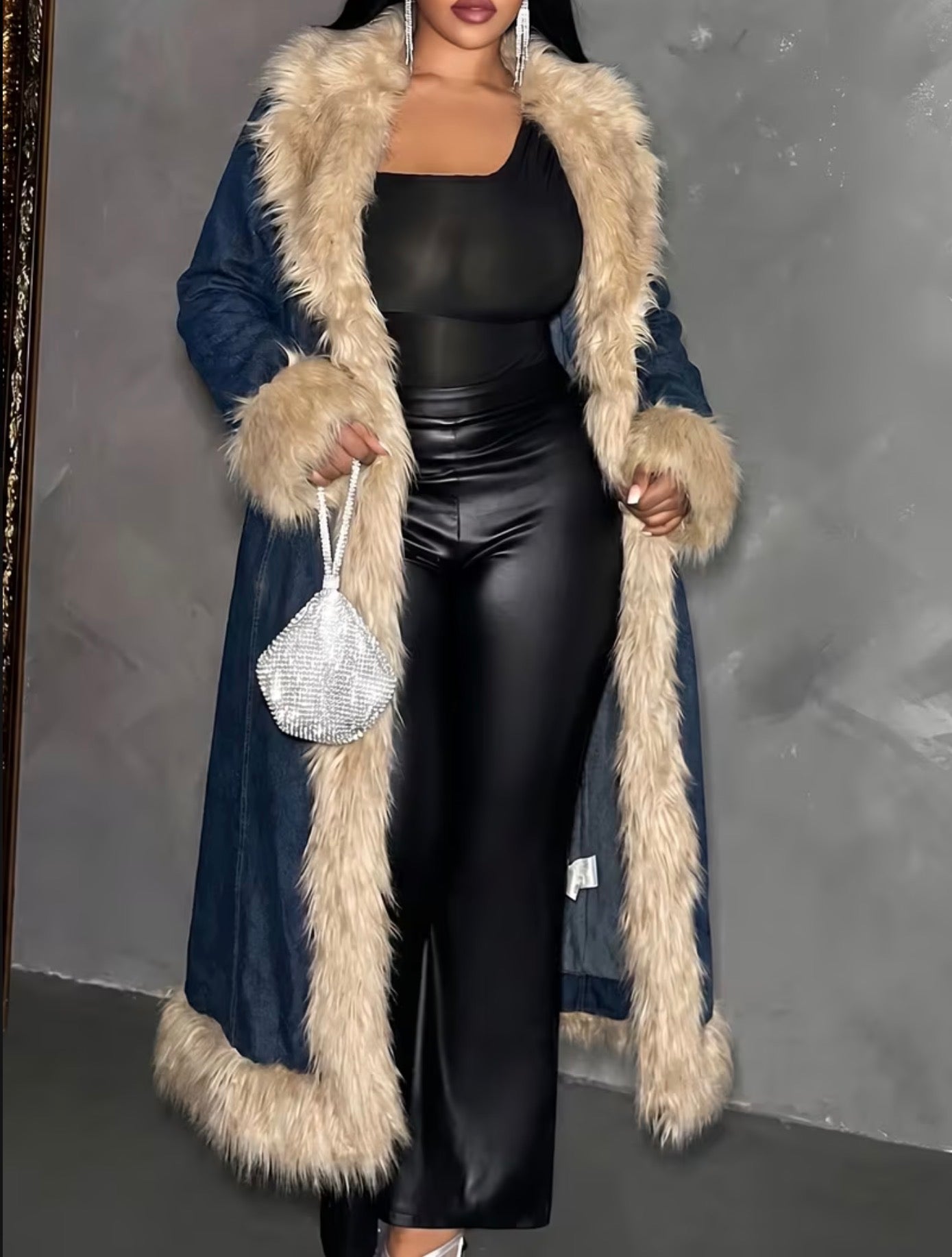 Denim Fur Trench