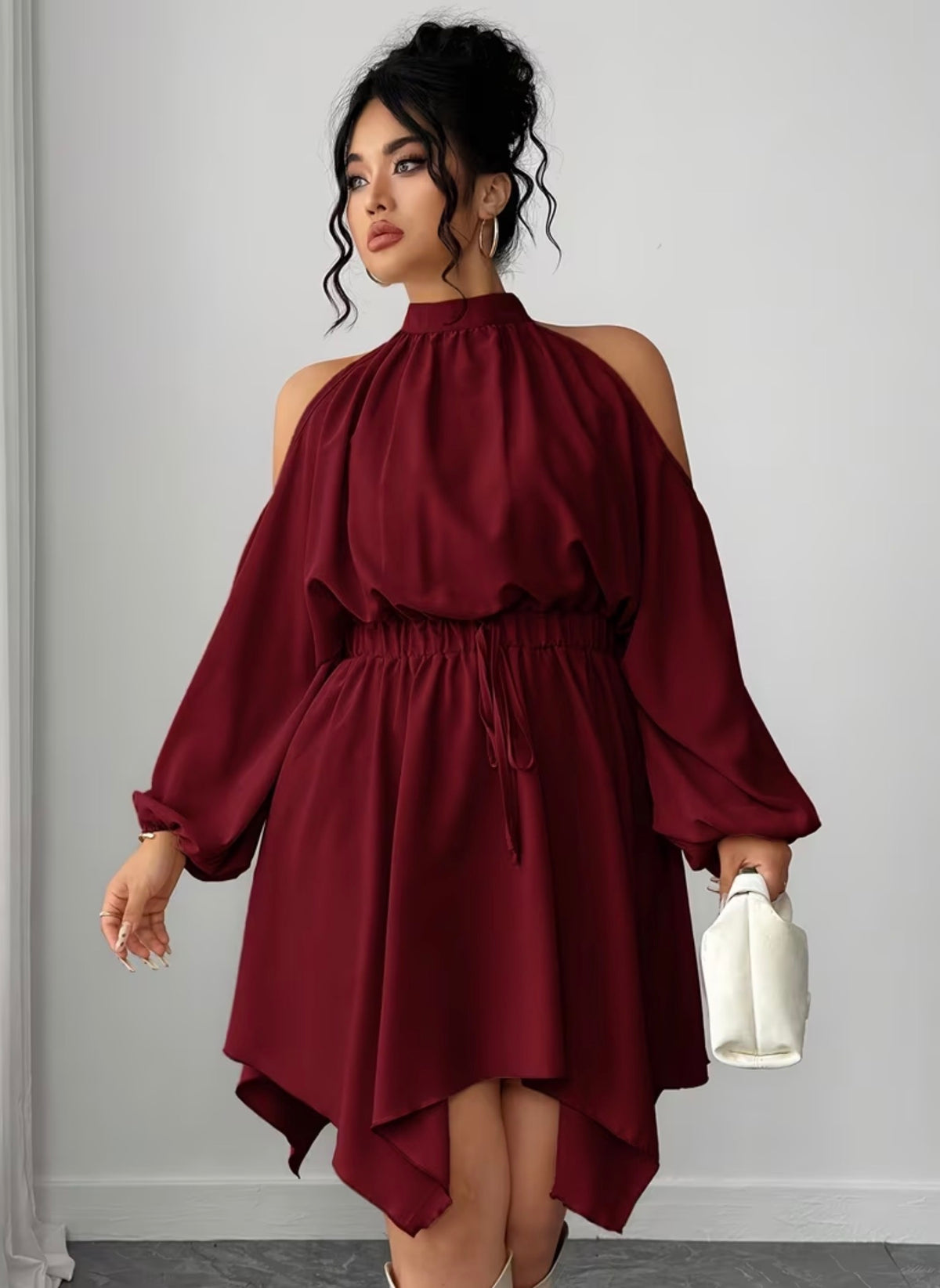 Luxe Sleek Asym Cut out Elegant Dress (Curve)