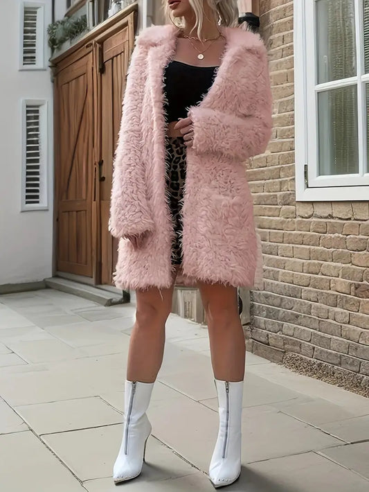 Elevate Soft Pink Chic Fur Trench