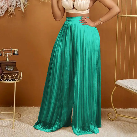 Sleek Double Satin Wideleg Pants