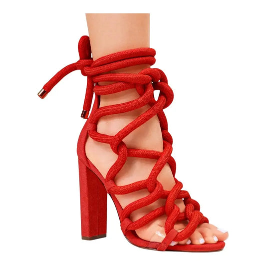 Chic Rope Lace Up High Heels