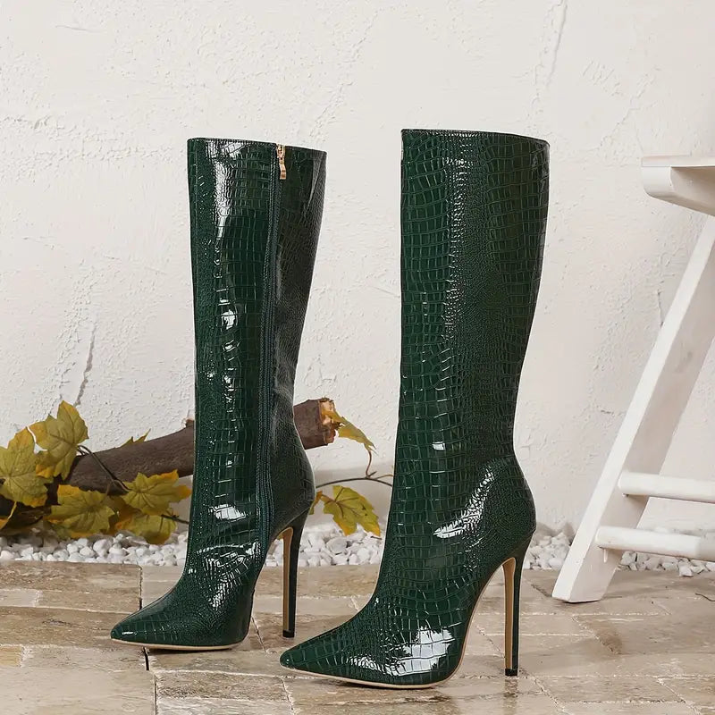 High Fashion Luxe Crocodile Boots