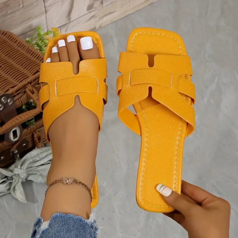 Chic Solid Color Open Toe Flats