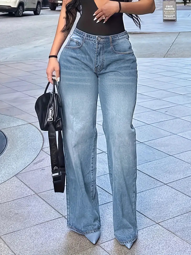 Soft Vintage Wide Leg Denim Jeans