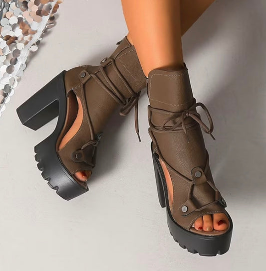 Sleek & Sexy Leather Block Heels