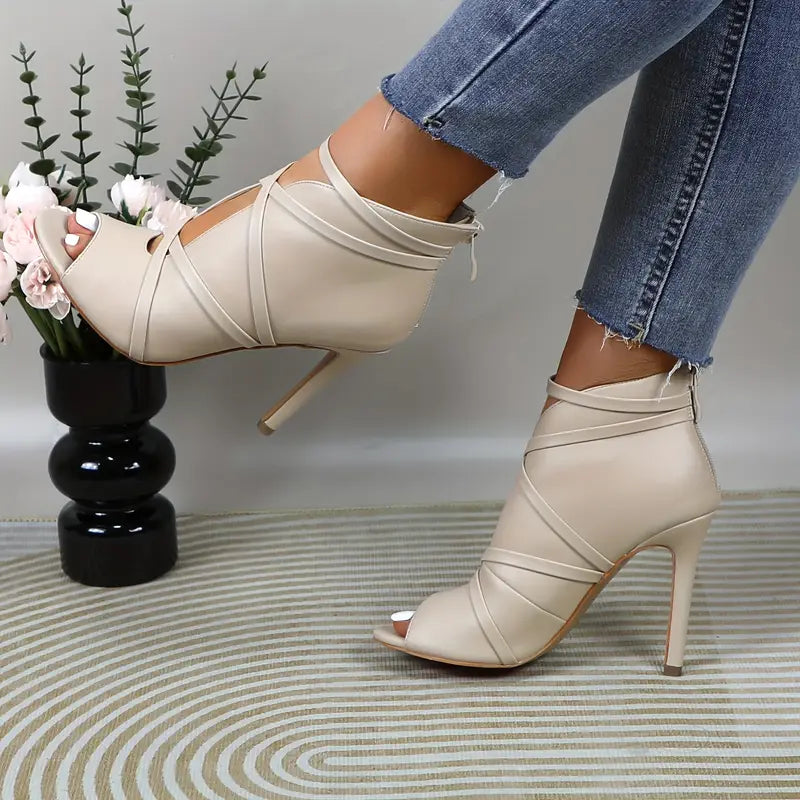 Luxe Leather Open Toe High Heels