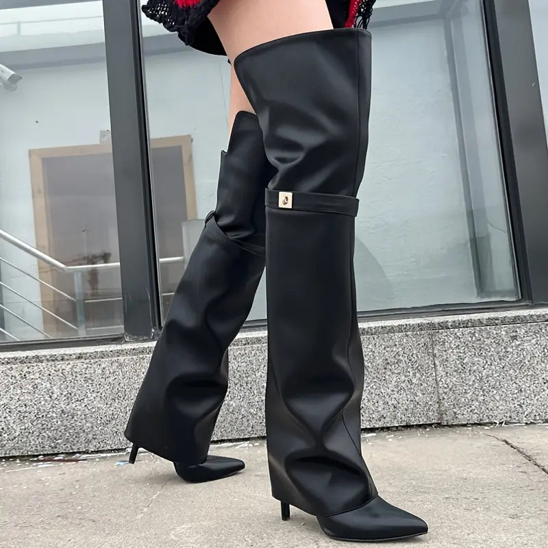 Chic Luxe Jaguar Print Knee High Boots