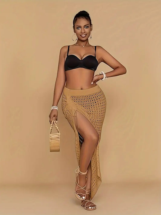 Chic Luxurious Thigh Split Knit Skirt Cover