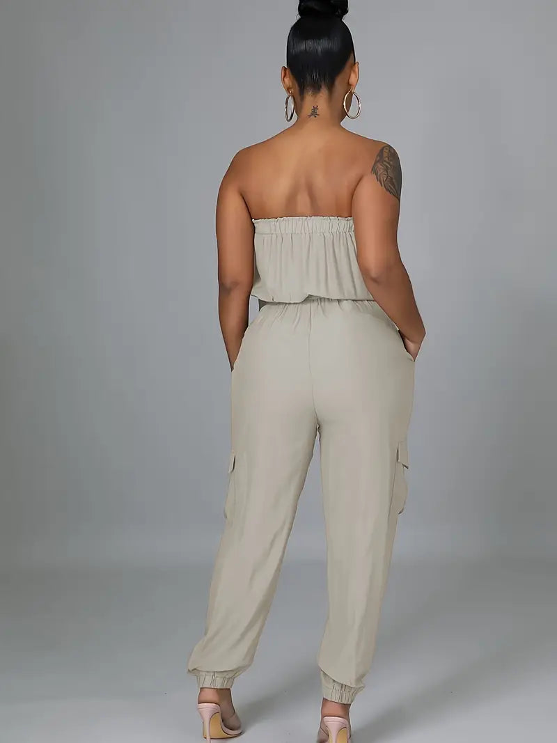 Sexy Sleek Shoulderless Jumpsuit