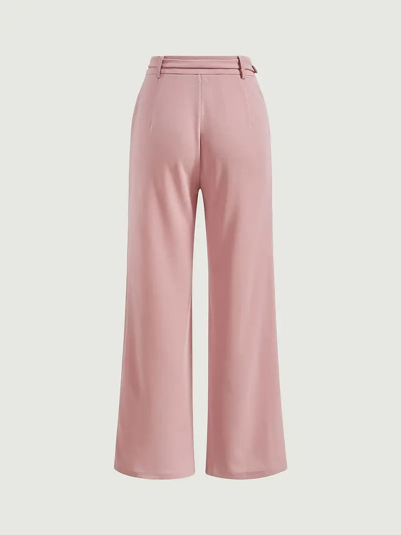Soft Pink Elegant Straight Leg Pants