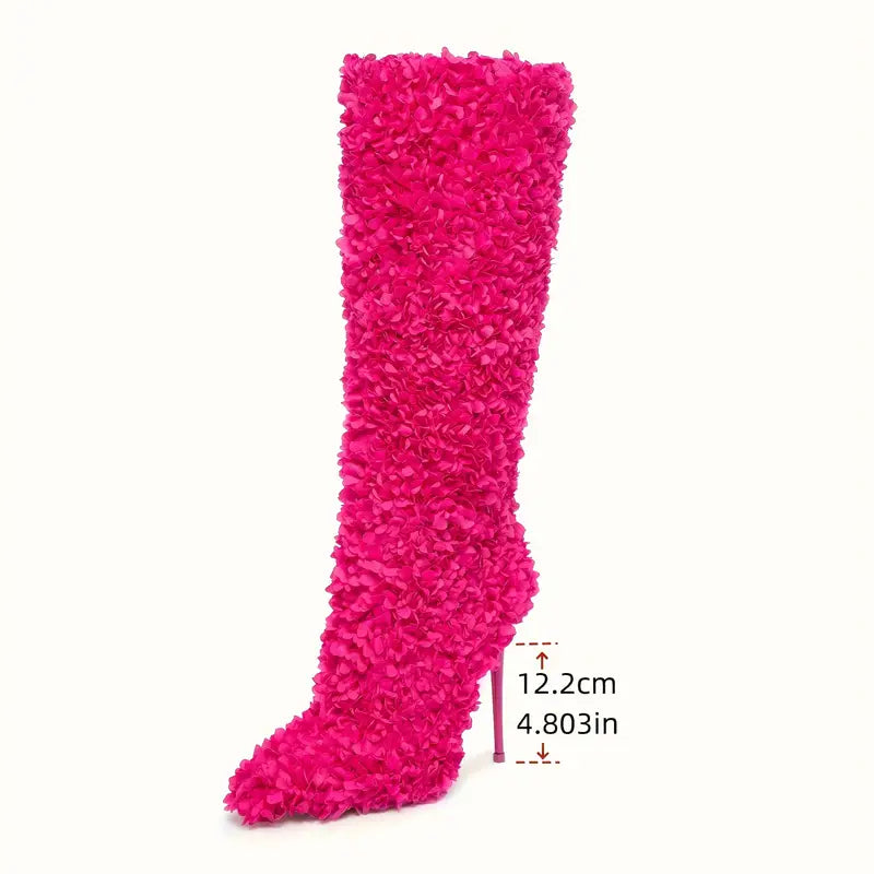 Pink Rose Petal Iconic Knee High Boots