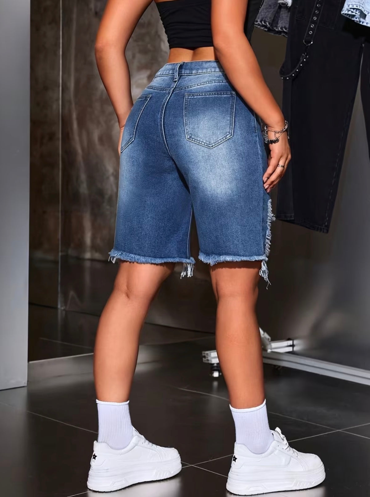 Edgy Distressed Denim Shorts