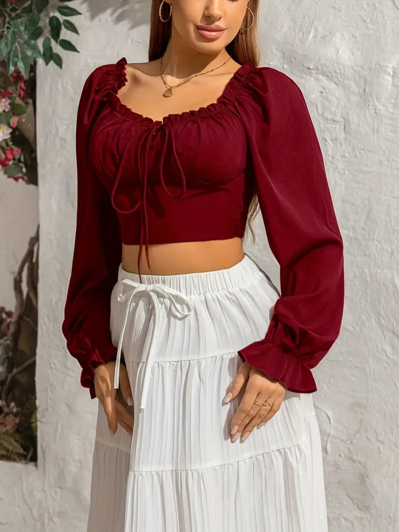 Chic Ruffle Cropped Top.