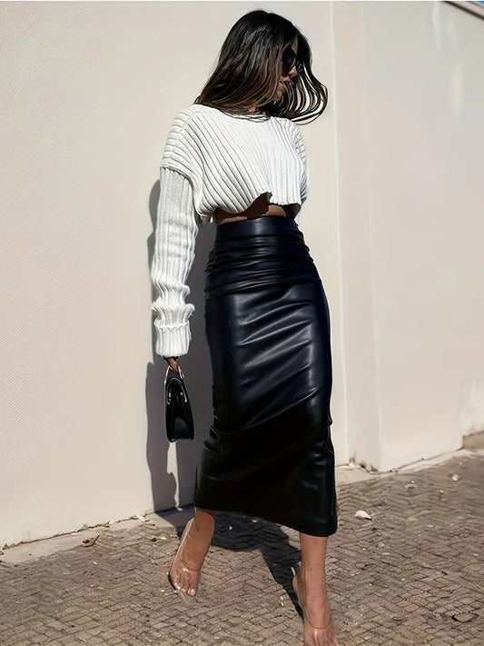 Leather Split Maxi Skirt
