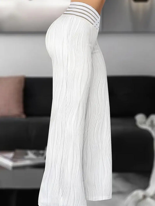 Solid Color High Waist Wide Leg Pants