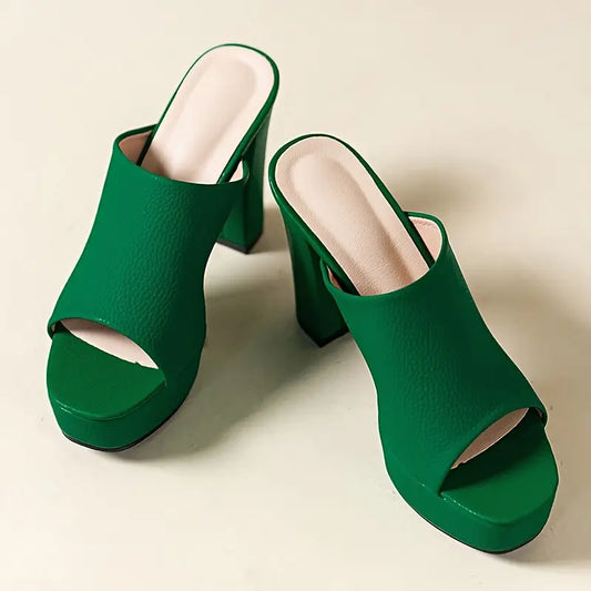 Solid Color Elegant Leather High Heels
