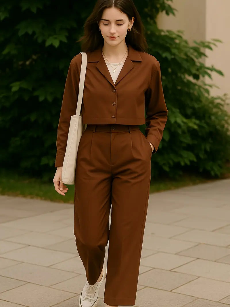 Chic Office Cropped Business Suit