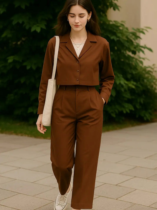 Chic Office Cropped Business Suit