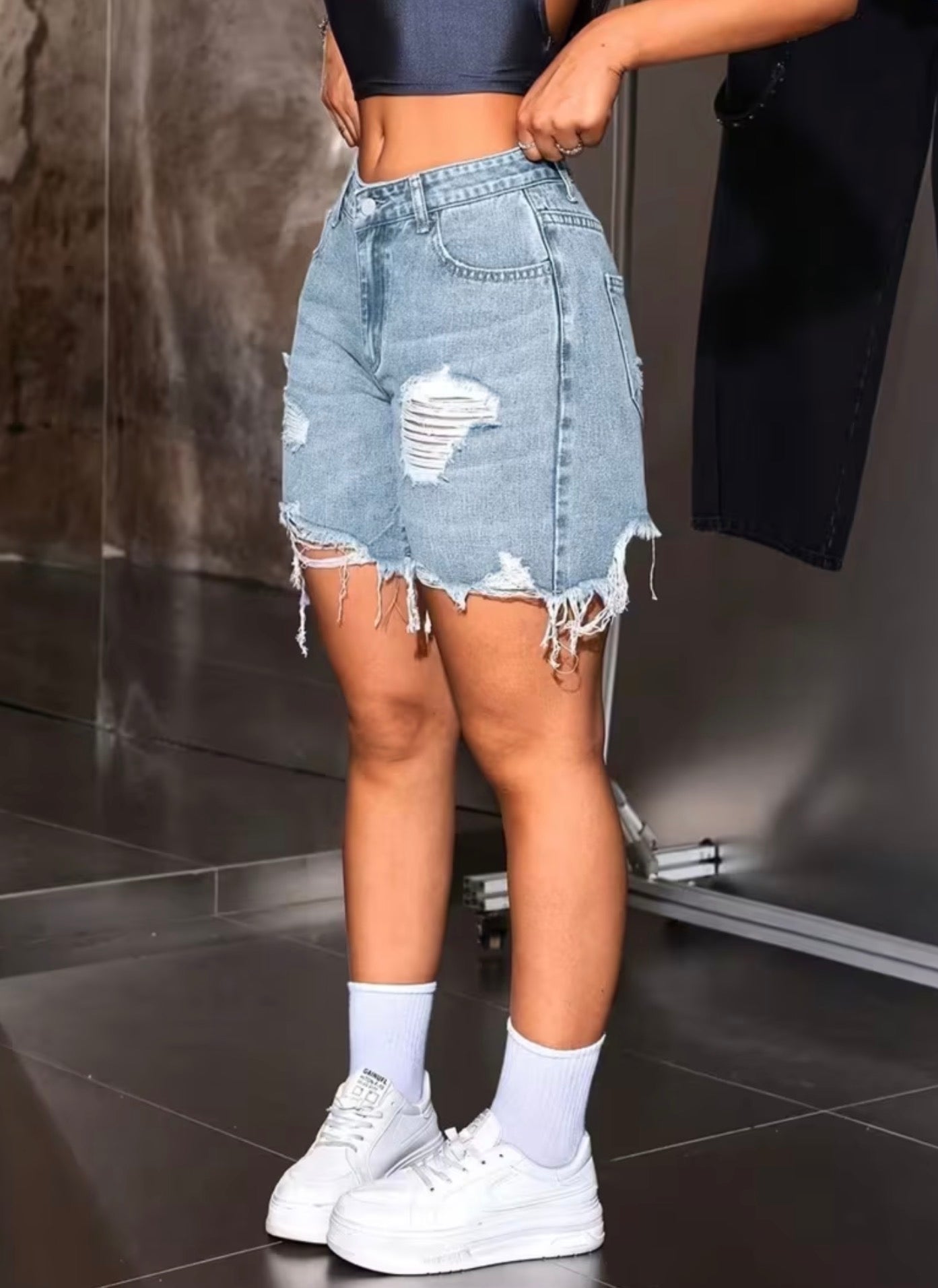 Vintage Chic Distressed Shorts