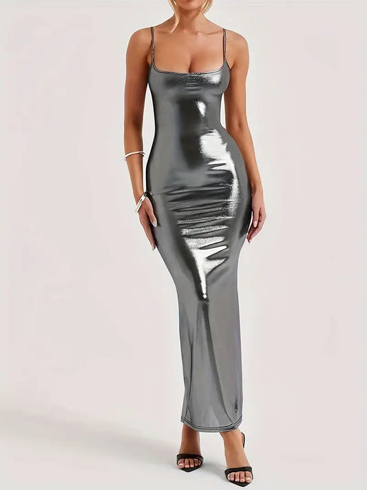 Glossy Metallic Cami Dress