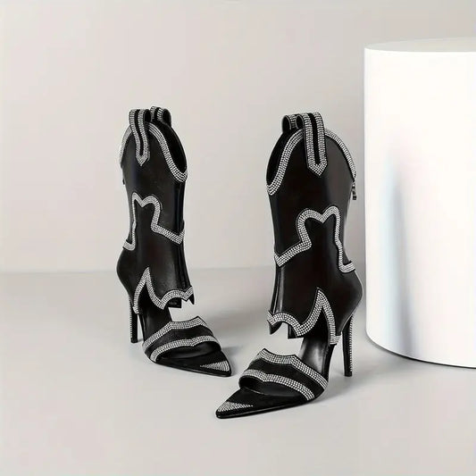 Sexy High Fashion Cowboy Open Toe Heels