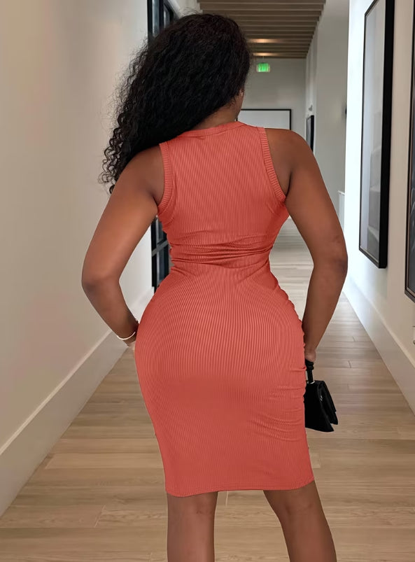 Solid Casual Peach Sundress