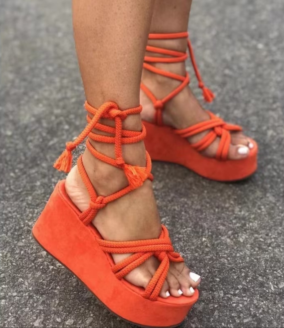 Bohemian Strap Up Platform Heels
