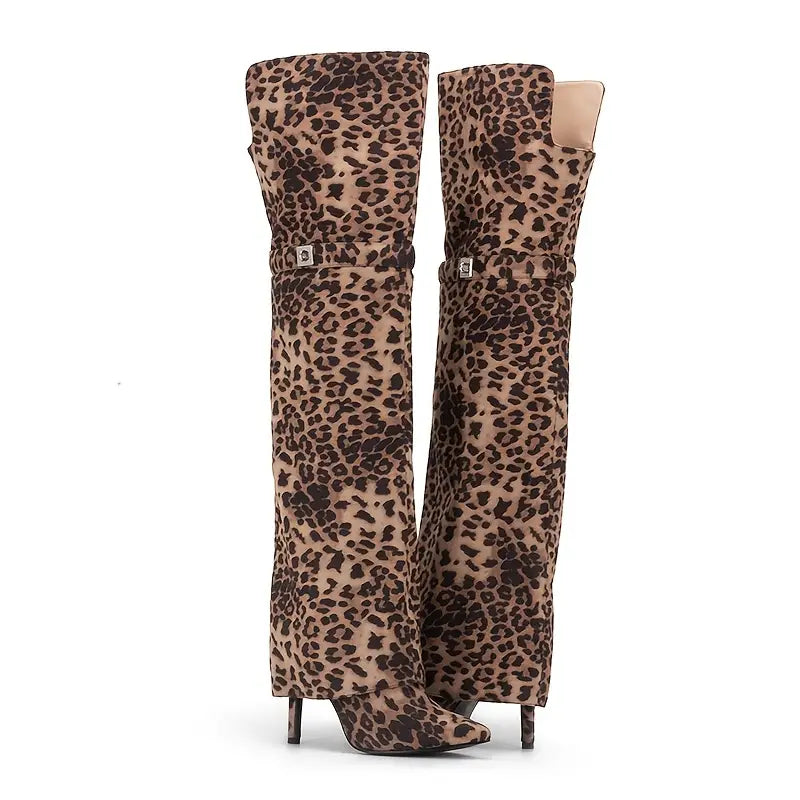 Chic Luxe Jaguar Print Knee High Boots