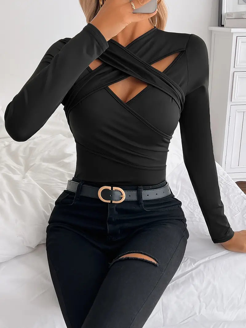 Chic Sleek Cross Long Sleeve Shirt