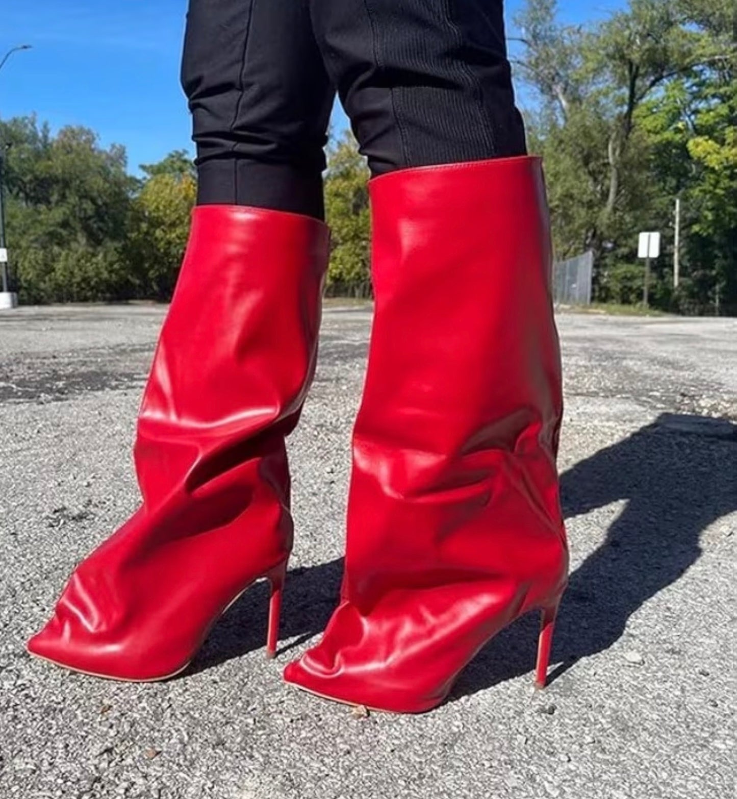 Iconic Red Knee High Boots