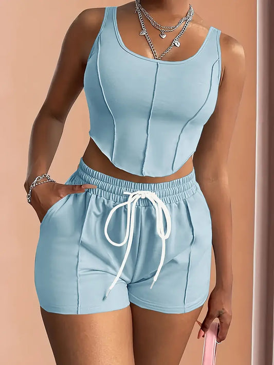Sleek Corset Shorts Set