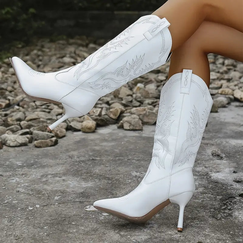 Solid White Cowboy Boots