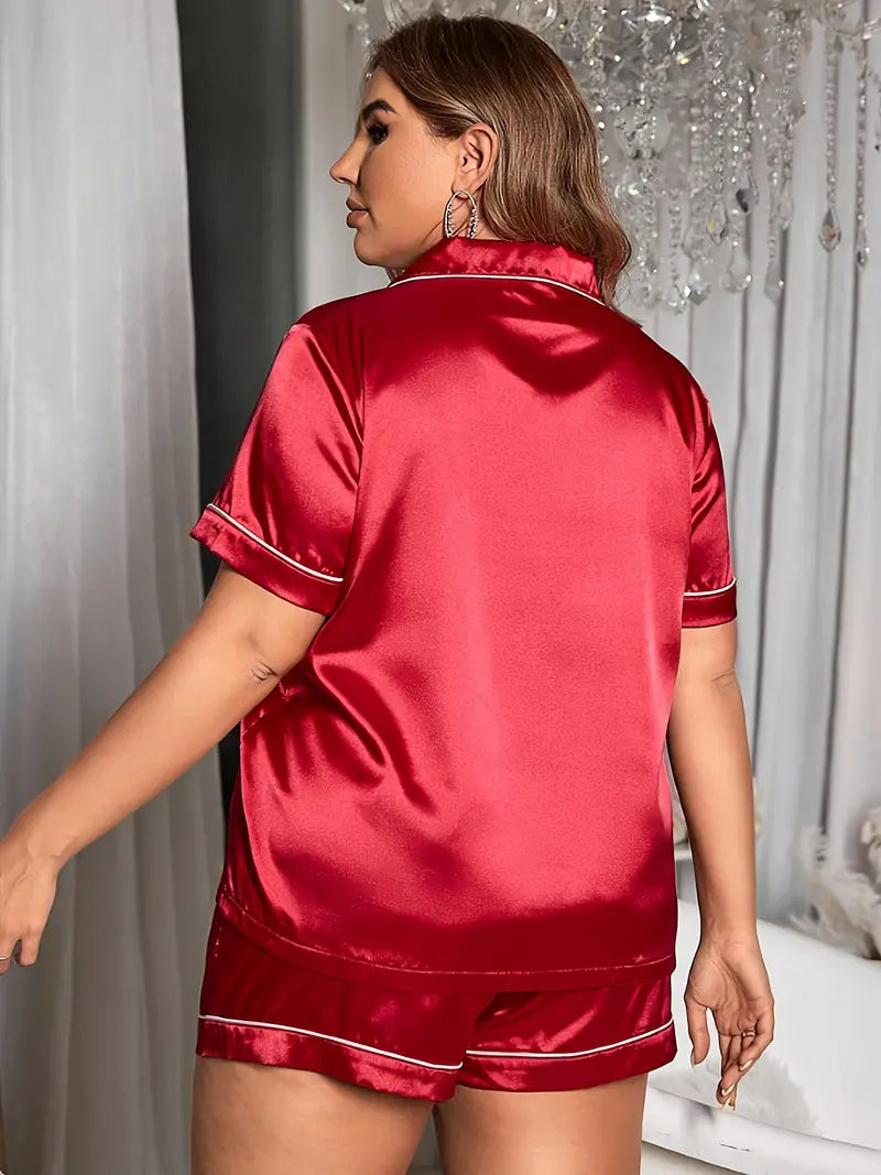 Cozy Satin Pajama Shorts Set