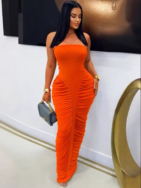 Sleek Strapless Maxi Dress