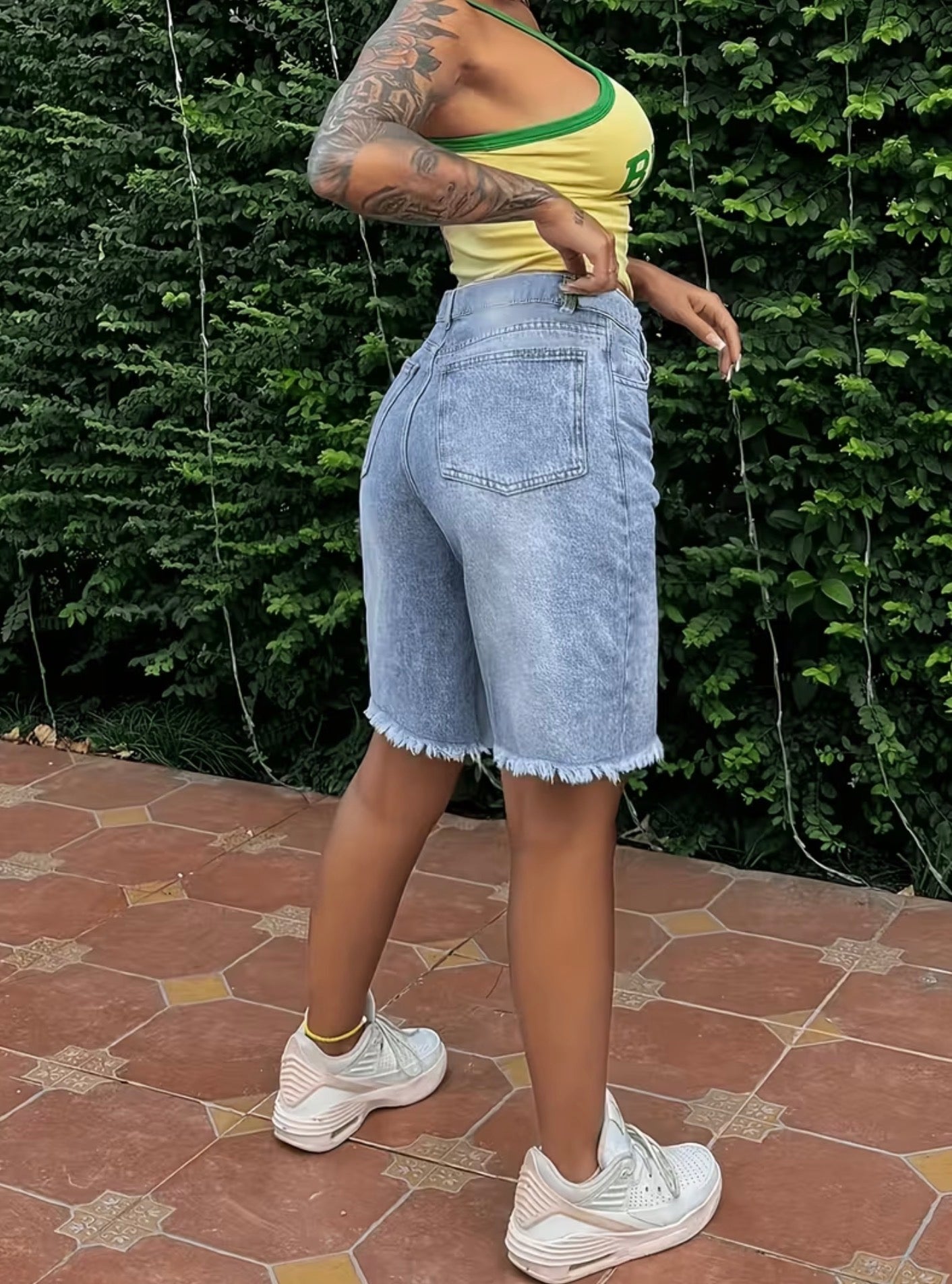 Fringed Denim Shorts