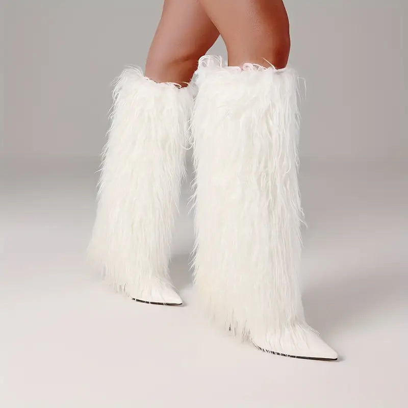 Knee High Fluffy Fur Boots