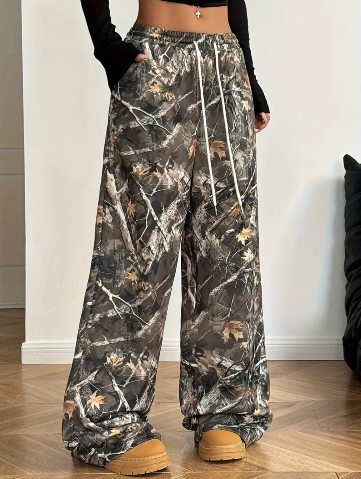 Chic Camouflage Wide Leg Pants