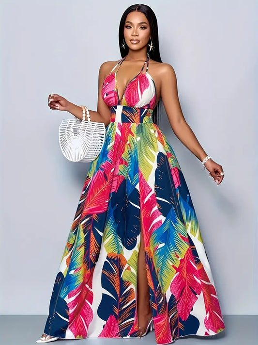 Colorful Chic Split Vacation Dress