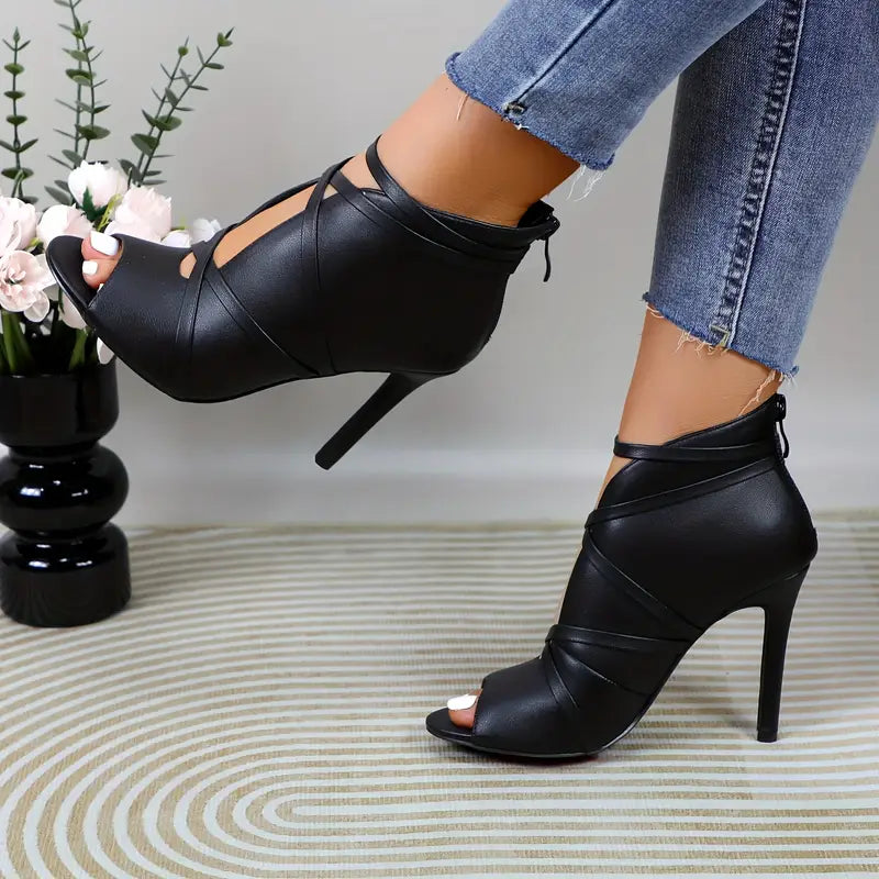 Luxe Leather Open Toe High Heels