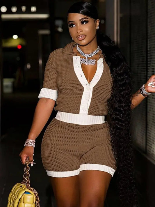 Sleek & Chic Knit Shorts Set