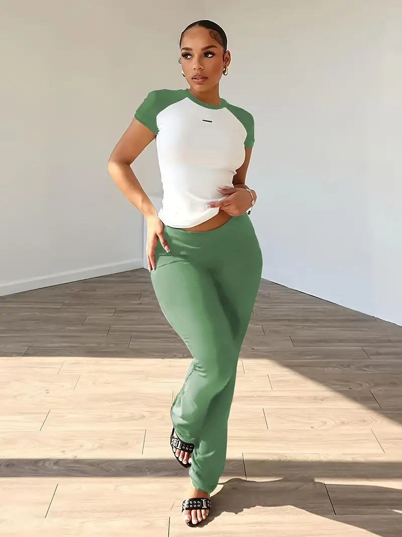 Sleek Casual Solid Two Piece Set