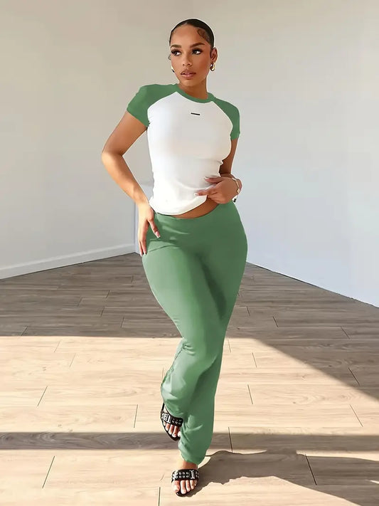 Sleek Casual Solid Two Piece Set