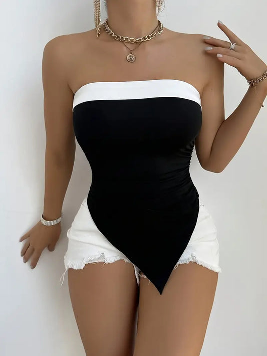 Chic Asym High End Triangle Strapless Tube Top