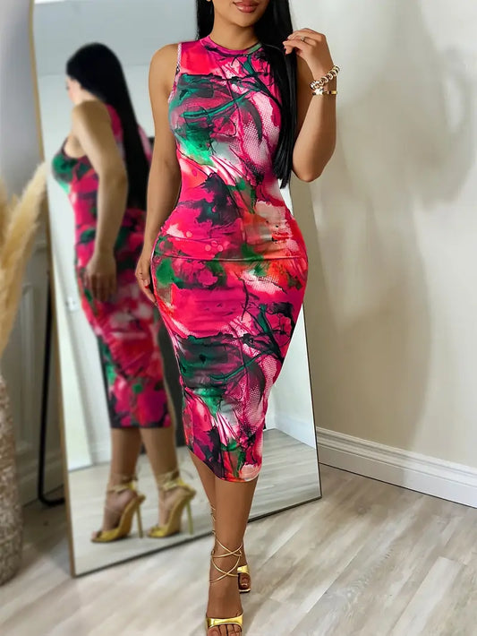 Tropical Split Vacation Dress