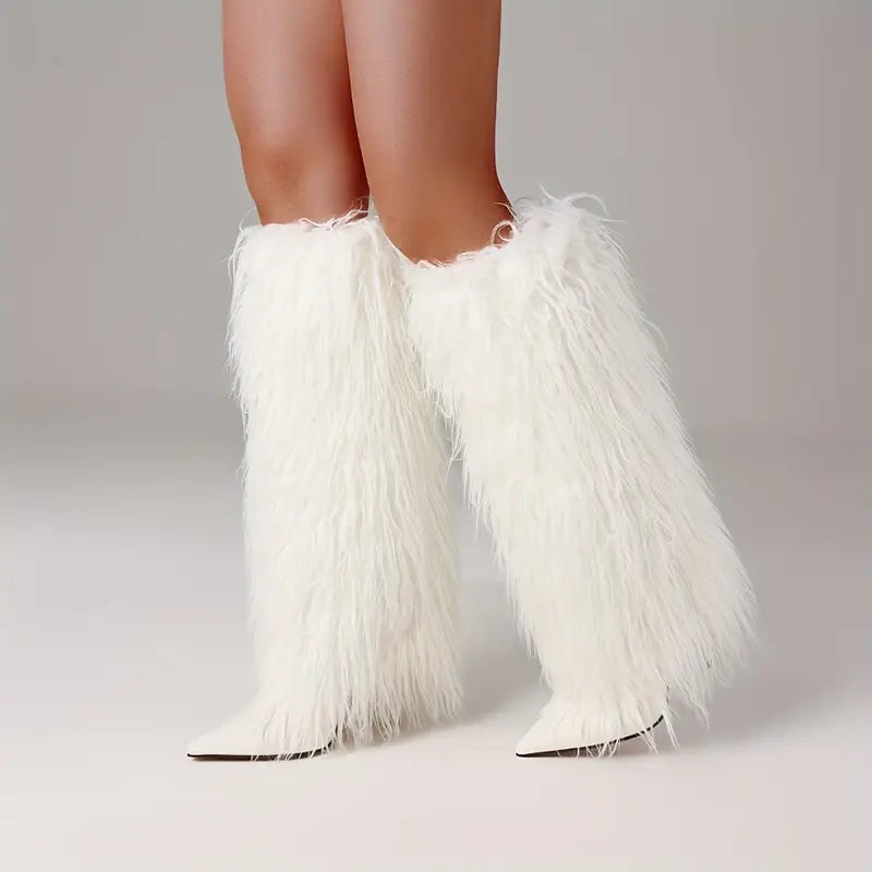 Knee High Fluffy Fur Boots
