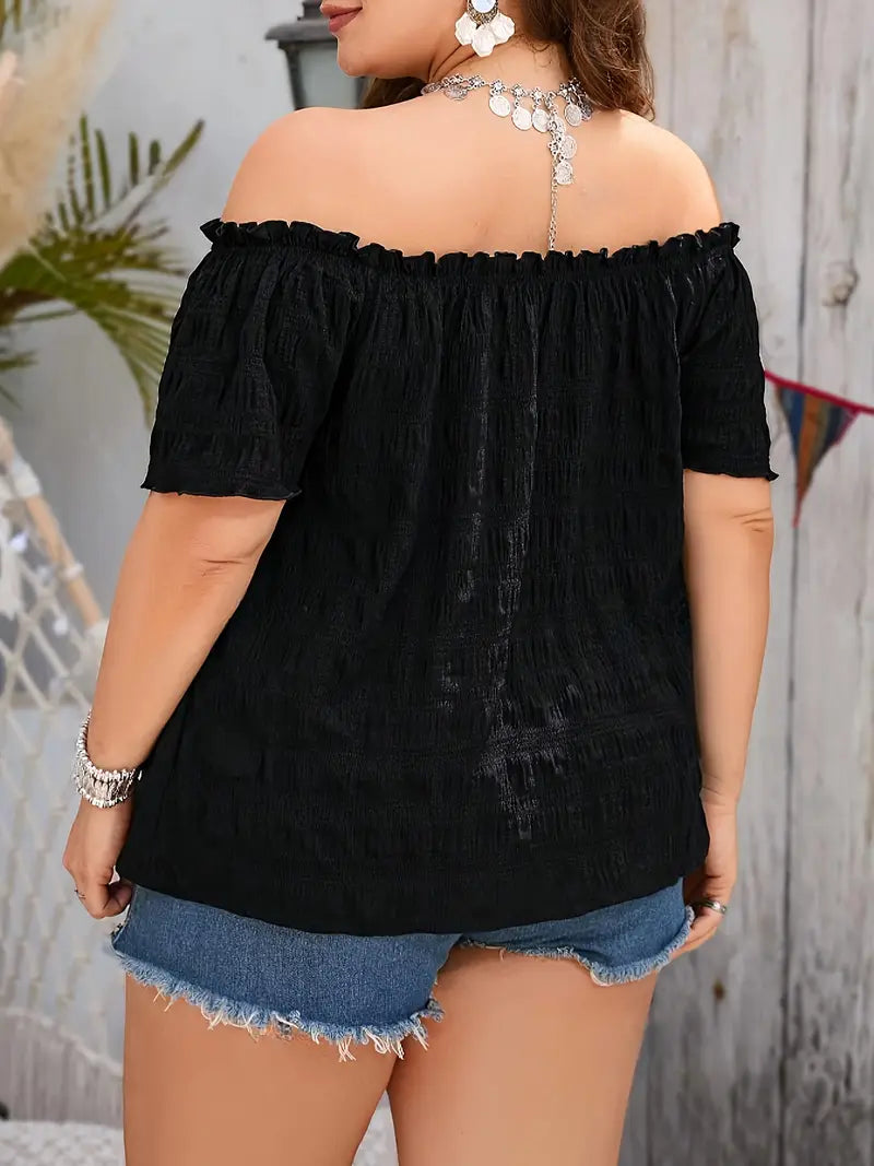 Elegant Textured Strapless Summer Top