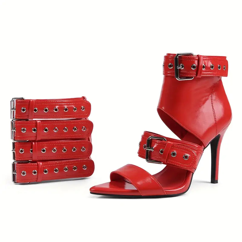 Luxe High Fashion Transitional Buckle Heels