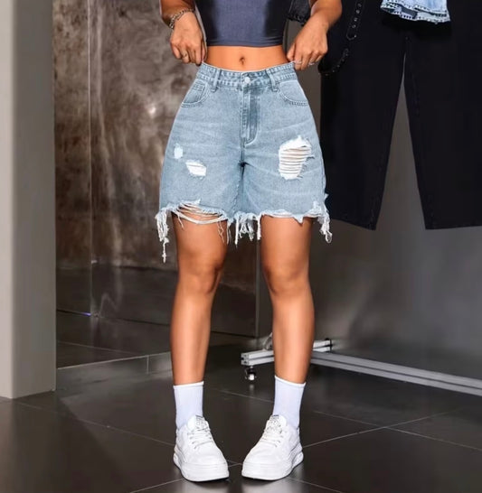 Vintage Chic Distressed Shorts