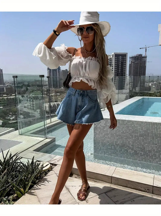 High Waisted Exclusive Denim Shorts