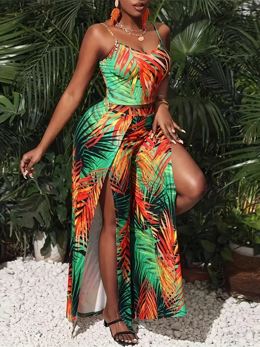 Elegant Tropical Two Piece Set